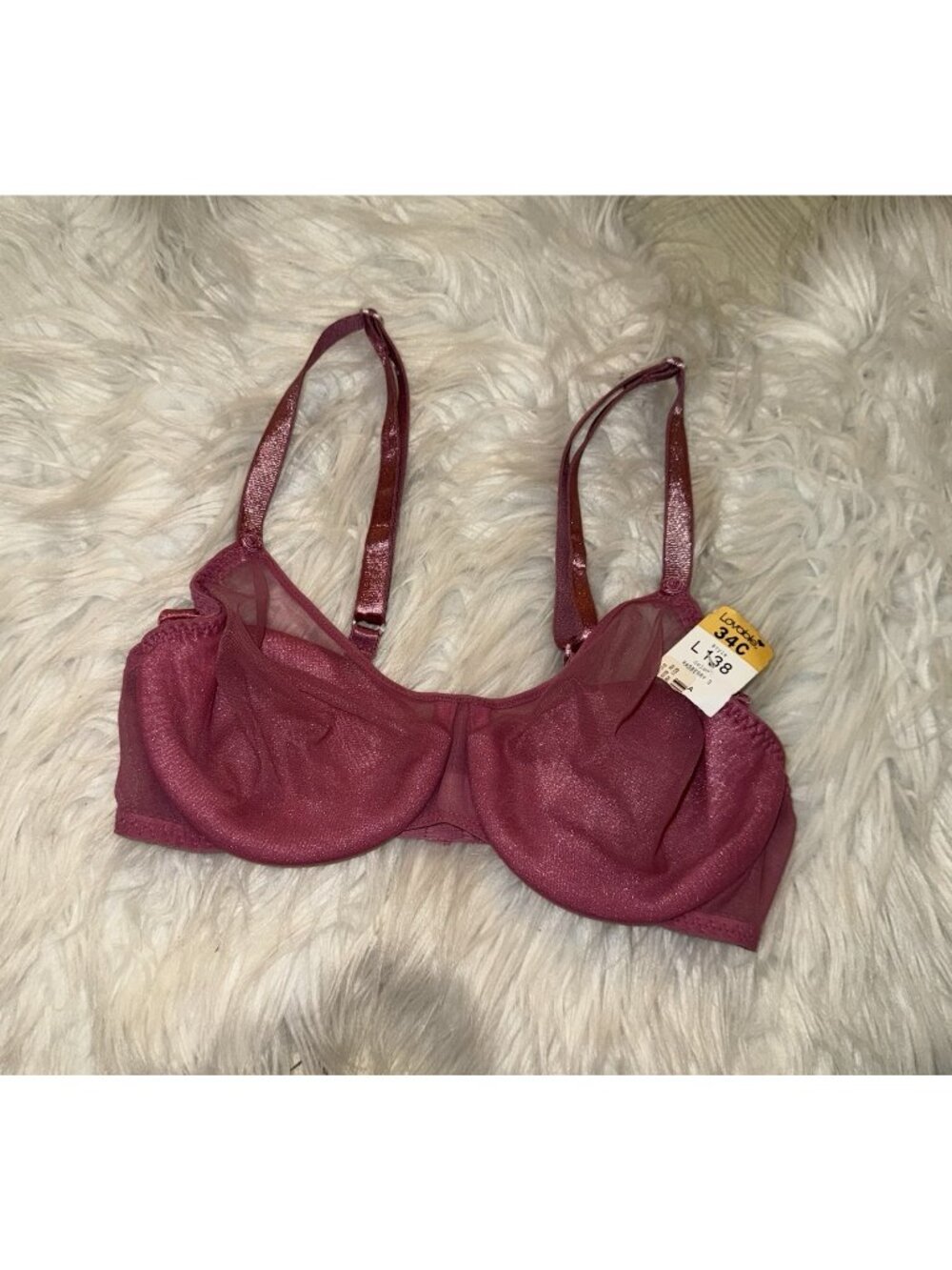 Vintage Vtg Lovable L138 Shimmery Chiffon Underwire Bra Womens 34C Pink New